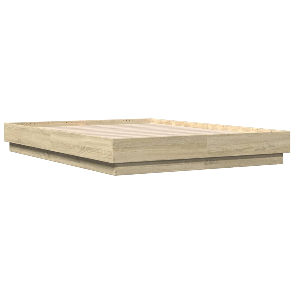 Bedframe bewerkt hout sonoma eikenkleurig 90x190 cm is nu te koop bij PeponiXL, paradijselijk wonen!