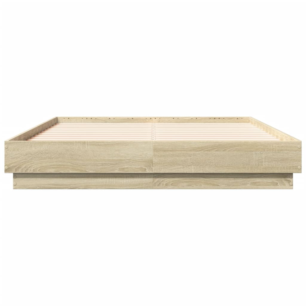 Bedframe bewerkt hout sonoma eikenkleurig 90x190 cm is nu te koop bij PeponiXL, paradijselijk wonen!