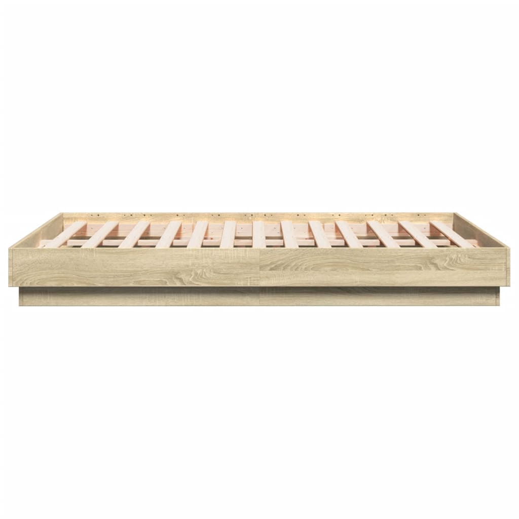 Bedframe bewerkt hout sonoma eikenkleurig 90x190 cm is nu te koop bij PeponiXL, paradijselijk wonen!