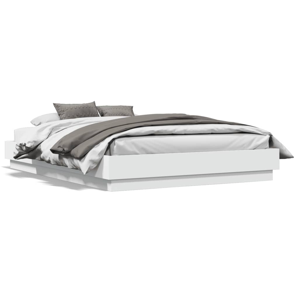 Bedframe bewerkt hout wit 135x190 cm is nu te koop bij PeponiXL, paradijselijk wonen!