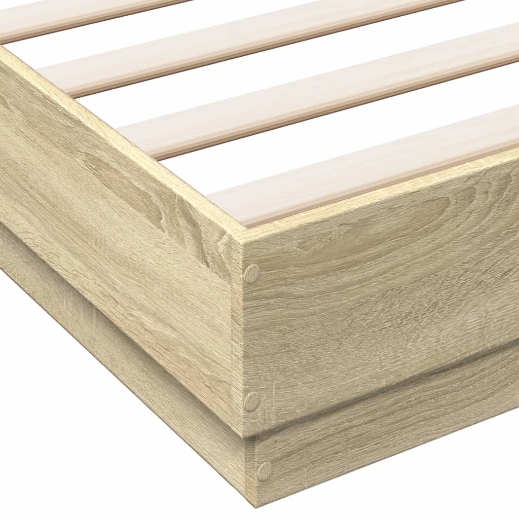 Bedframe bewerkt hout sonoma eikenkleurig 135x190 cm is nu te koop bij PeponiXL, paradijselijk wonen!