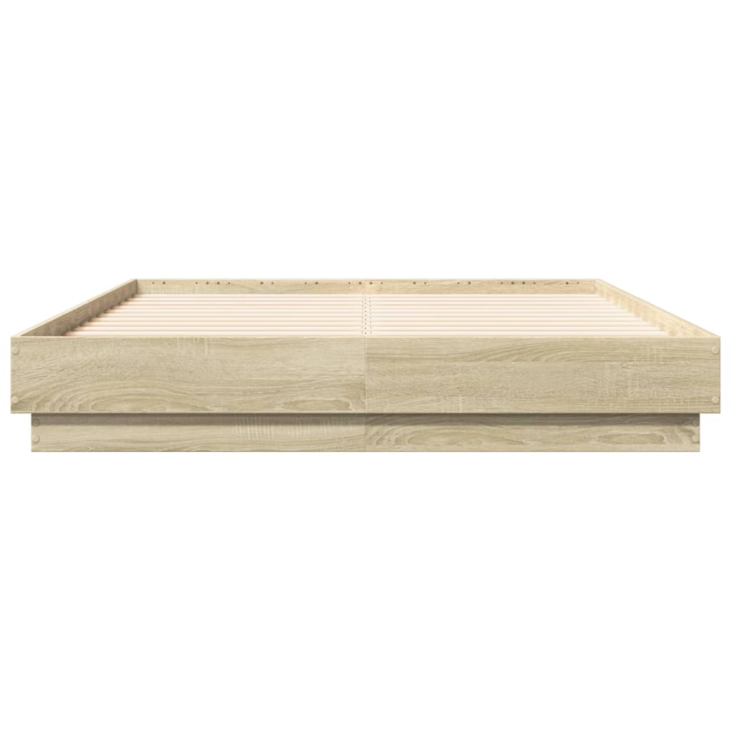 Bedframe bewerkt hout sonoma eikenkleurig 120x190 cm is nu te koop bij PeponiXL, paradijselijk wonen!