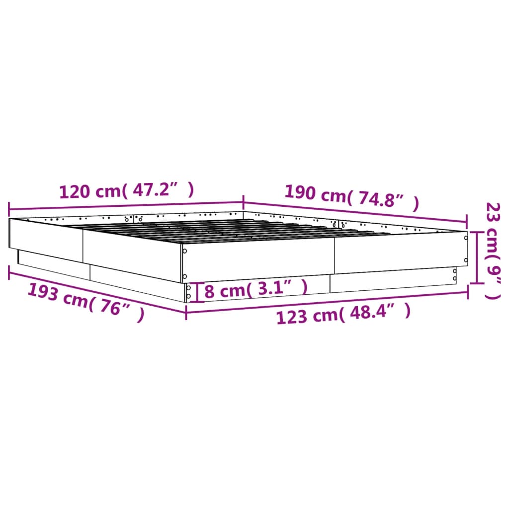Bedframe bewerkt hout betongrijs 120x190 cm is nu te koop bij PeponiXL, paradijselijk wonen!