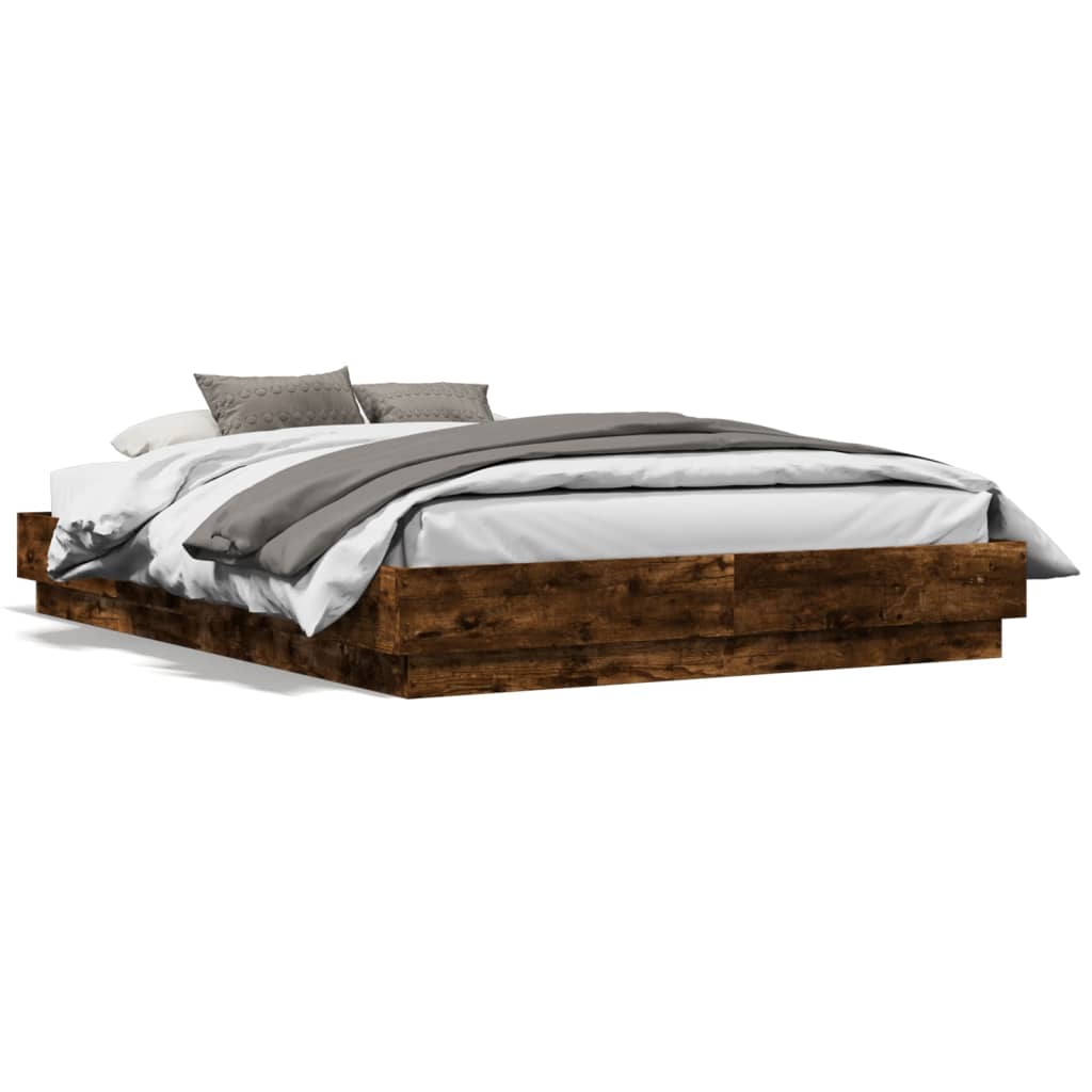 Bedframe bewerkt hout gerookt eikenkleurig 120x190 cm is nu te koop bij PeponiXL, paradijselijk wonen!