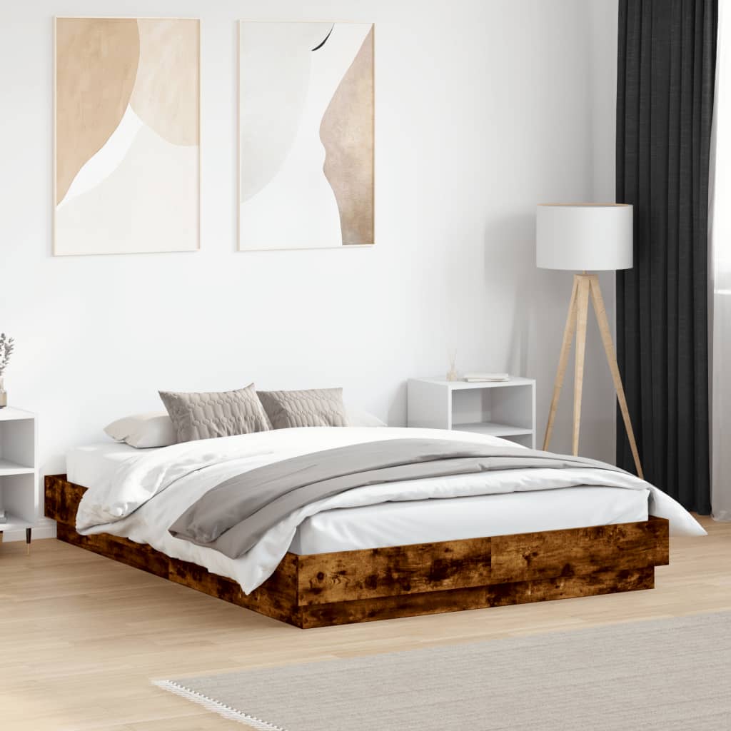 Bedframe bewerkt hout gerookt eikenkleurig 120x190 cm is nu te koop bij PeponiXL, paradijselijk wonen!