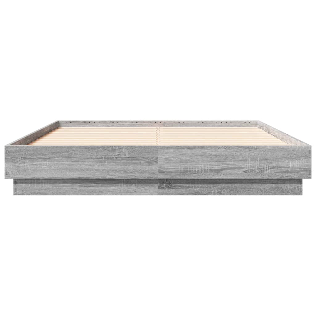 Bedframe bewerkt hout grijs sonoma eikenkleurig 120x190 cm is nu te koop bij PeponiXL, paradijselijk wonen!