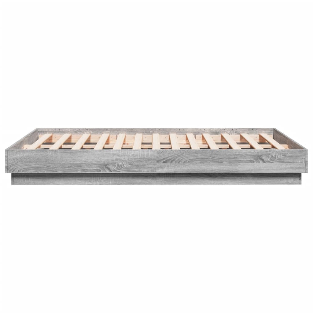 Bedframe bewerkt hout grijs sonoma eikenkleurig 120x190 cm is nu te koop bij PeponiXL, paradijselijk wonen!