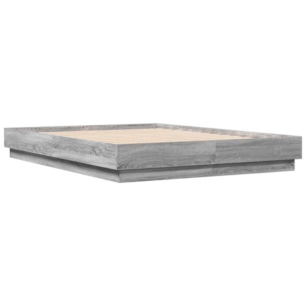 Bedframe bewerkt hout grijs sonoma eikenkleurig 120x190 cm is nu te koop bij PeponiXL, paradijselijk wonen!