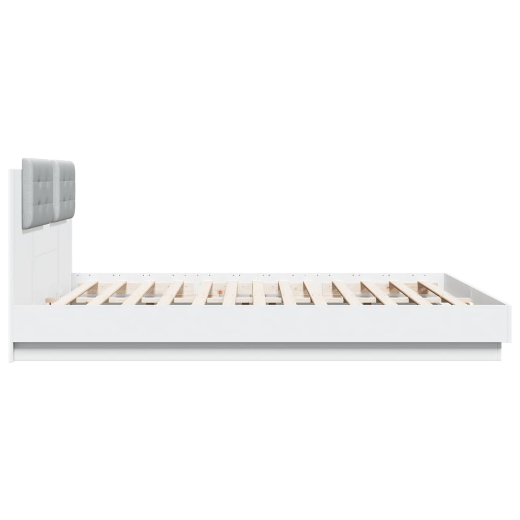 Bedframe met hoofdbord bewerkt hout wit 180x200 cm is nu te koop bij PeponiXL, paradijselijk wonen!
