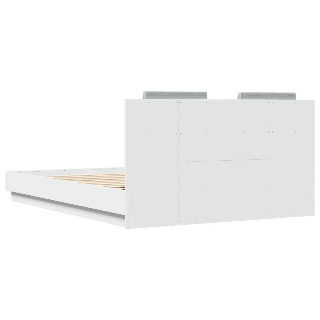 Bedframe met hoofdeinde bewerkt hout wit 150x200 cm is nu te koop bij PeponiXL, paradijselijk wonen!
