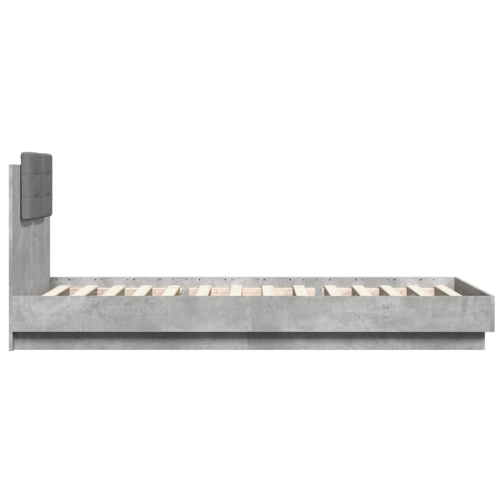 Bedframe met hoofdeinde bewerkt hout betongrijs 100x200 cm is nu te koop bij PeponiXL, paradijselijk wonen!