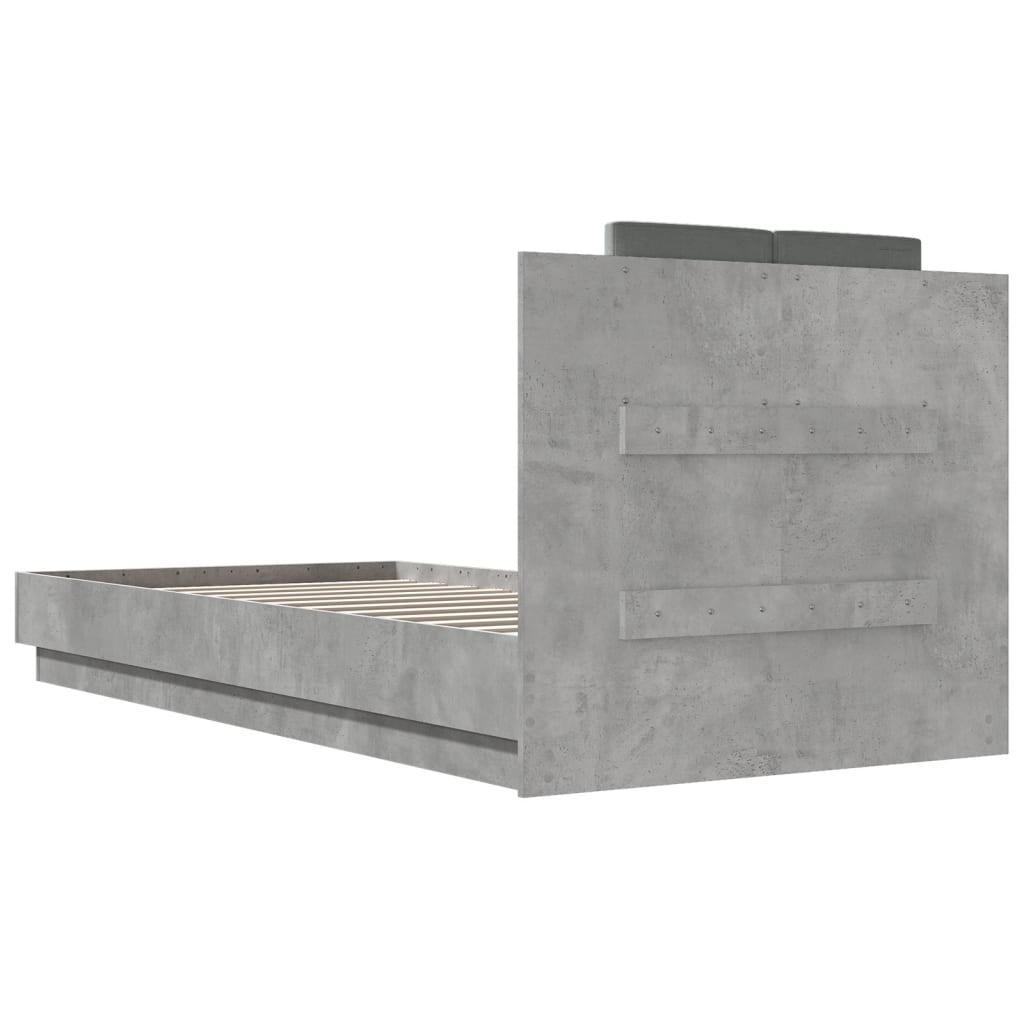 Bedframe met hoofdeinde bewerkt hout betongrijs 100x200 cm is nu te koop bij PeponiXL, paradijselijk wonen!