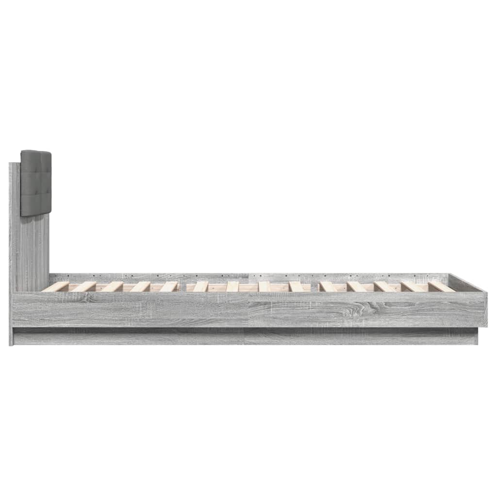 Bedframe met hoofdeinde bewerkt hout grijs sonoma 100x200 cm is nu te koop bij PeponiXL, paradijselijk wonen!