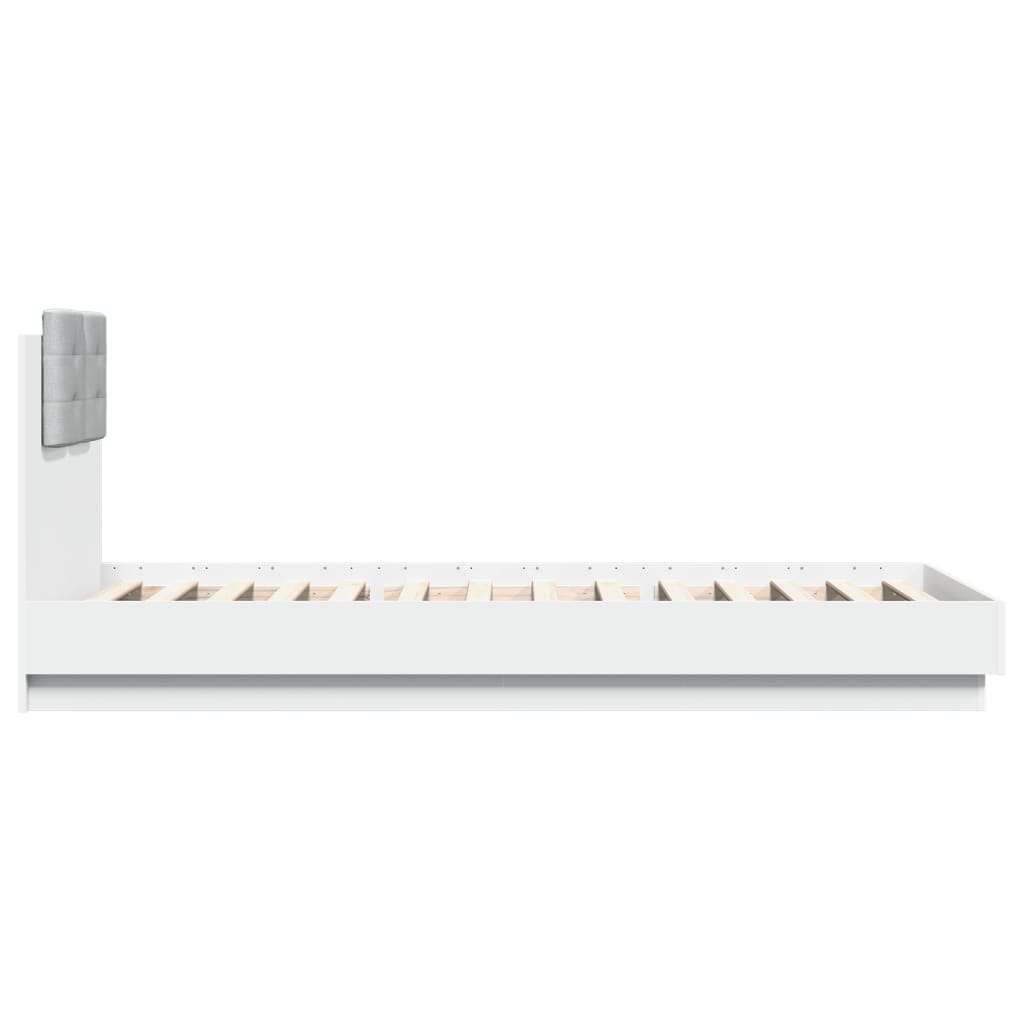 Bedframe met hoofdbord bewerkt hout wit 90x200 cm is nu te koop bij PeponiXL, paradijselijk wonen!