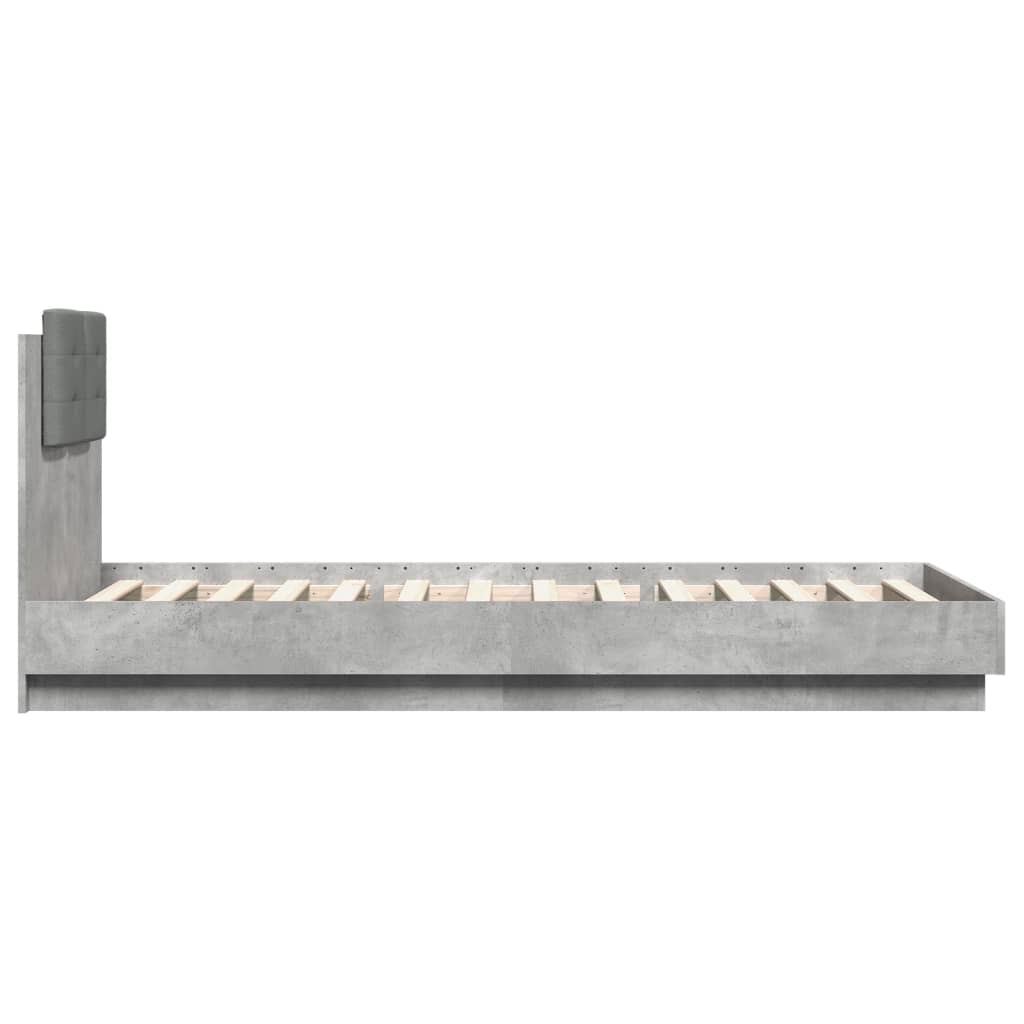 Bedframe met hoofdeinde bewerkt hout betongrijs 90x200 cm is nu te koop bij PeponiXL, paradijselijk wonen!