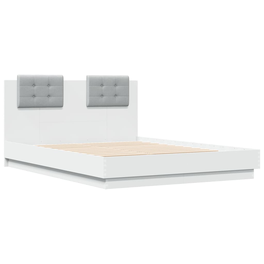Bedframe met hoofdeinde bewerkt hout wit 120x190 cm is nu te koop bij PeponiXL, paradijselijk wonen!