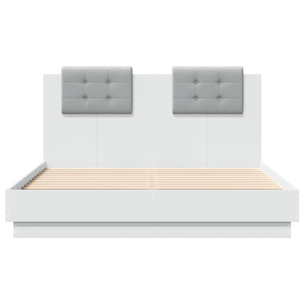 Bedframe met hoofdeinde bewerkt hout wit 120x190 cm is nu te koop bij PeponiXL, paradijselijk wonen!