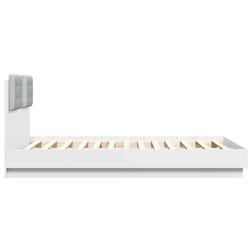 Bedframe met hoofdeinde bewerkt hout wit 120x190 cm is nu te koop bij PeponiXL, paradijselijk wonen!