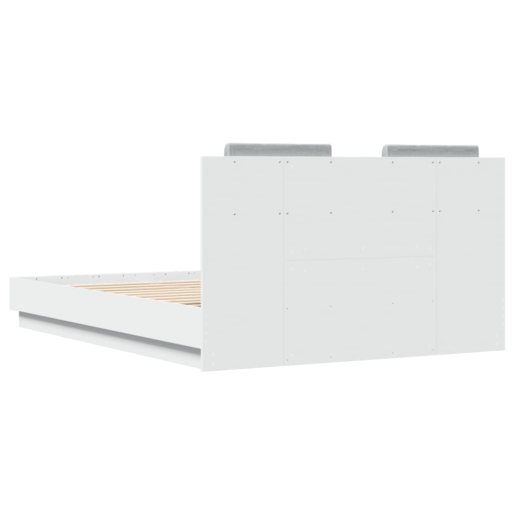 Bedframe met hoofdeinde bewerkt hout wit 120x190 cm is nu te koop bij PeponiXL, paradijselijk wonen!