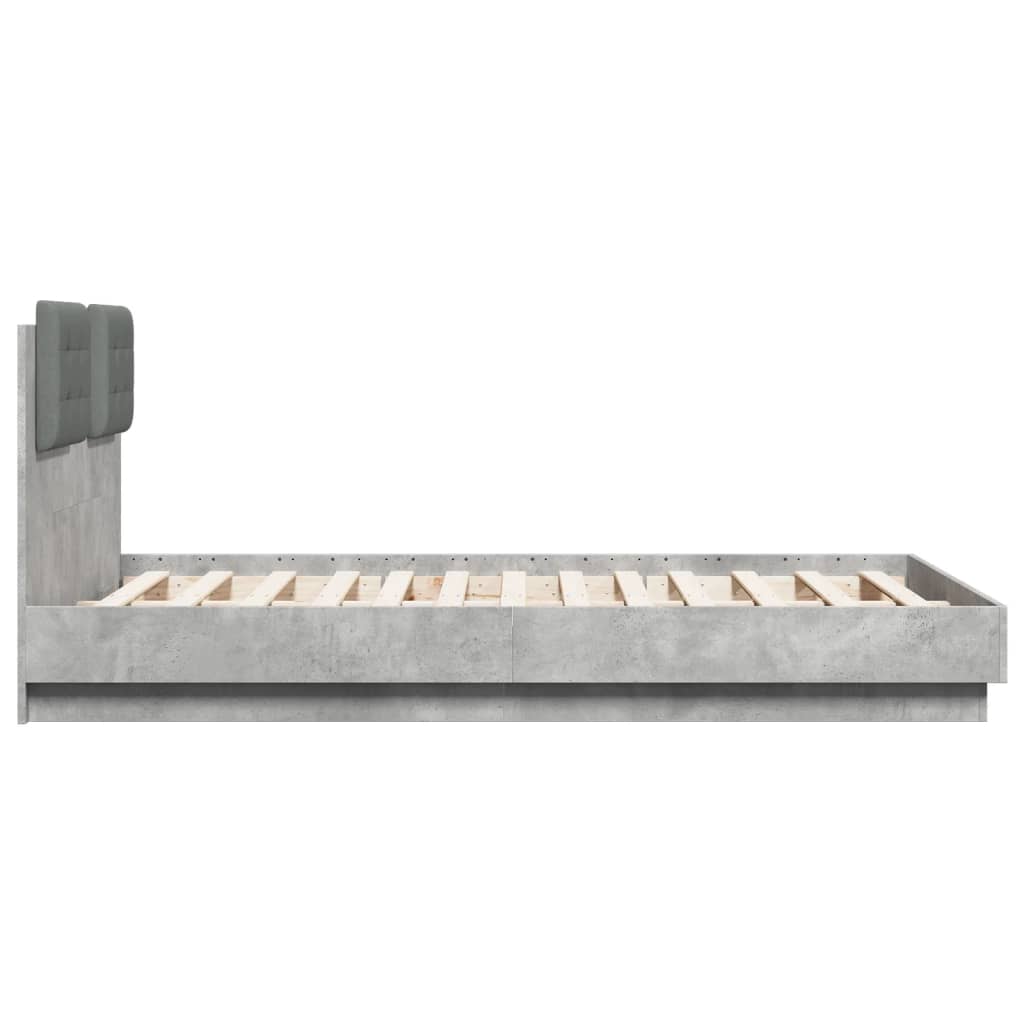 Bedframe met hoofdeinde bewerkt hout betongrijs 120x190 cm is nu te koop bij PeponiXL, paradijselijk wonen!