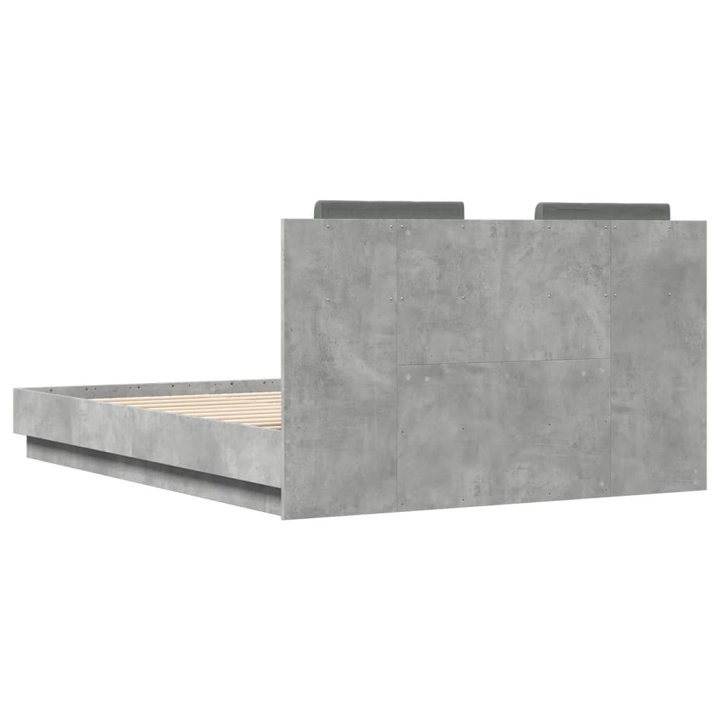 Bedframe met hoofdeinde bewerkt hout betongrijs 120x190 cm is nu te koop bij PeponiXL, paradijselijk wonen!