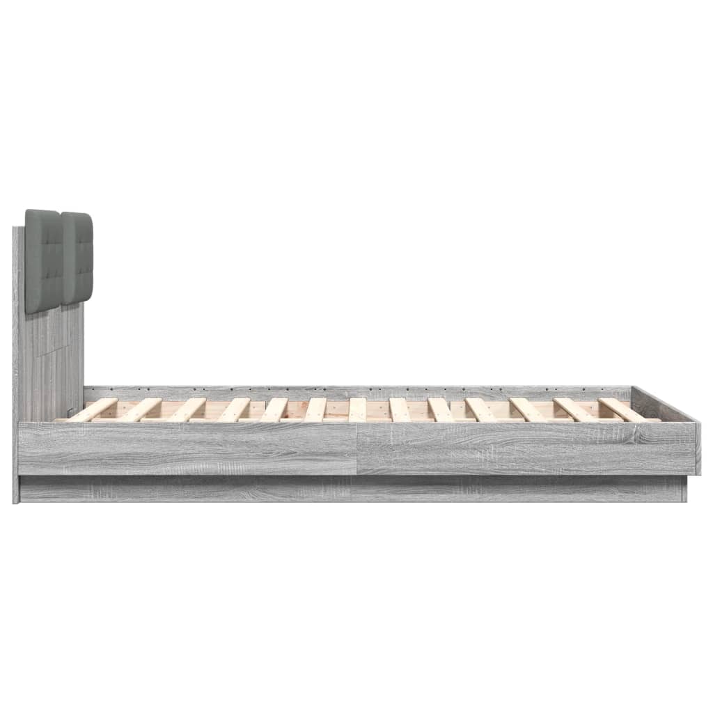 Bedframe met hoofdeinde grijs sonoma eiken 120x190 cm is nu te koop bij PeponiXL, paradijselijk wonen!