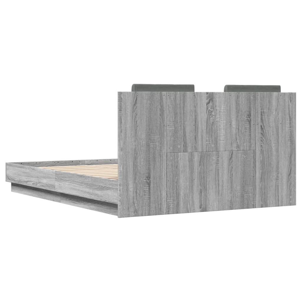 Bedframe met hoofdeinde grijs sonoma eiken 120x190 cm is nu te koop bij PeponiXL, paradijselijk wonen!