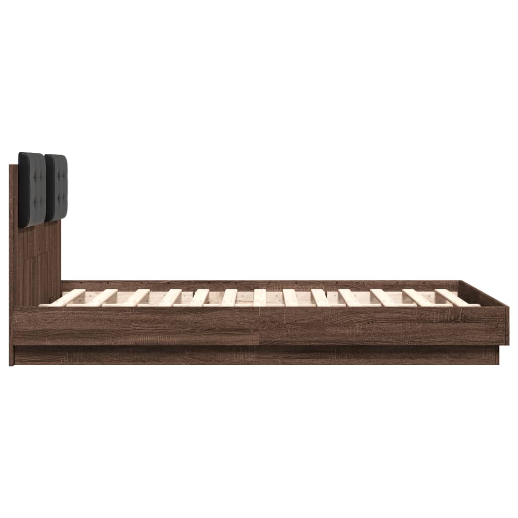 Bedframe met hoofdeinde bruin eikenkleurig 120x190 cm is nu te koop bij PeponiXL, paradijselijk wonen!