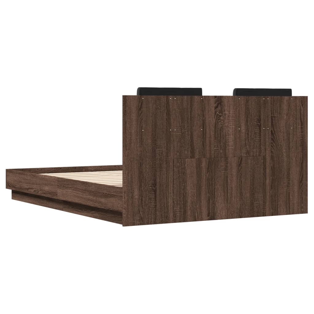 Bedframe met hoofdeinde bruin eikenkleurig 120x190 cm is nu te koop bij PeponiXL, paradijselijk wonen!