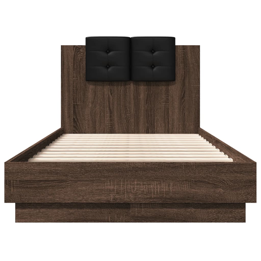 Bedframe hoofdbord bewerkt hout bruin eikenkleurig 75x190 cm is nu te koop bij PeponiXL, paradijselijk wonen!