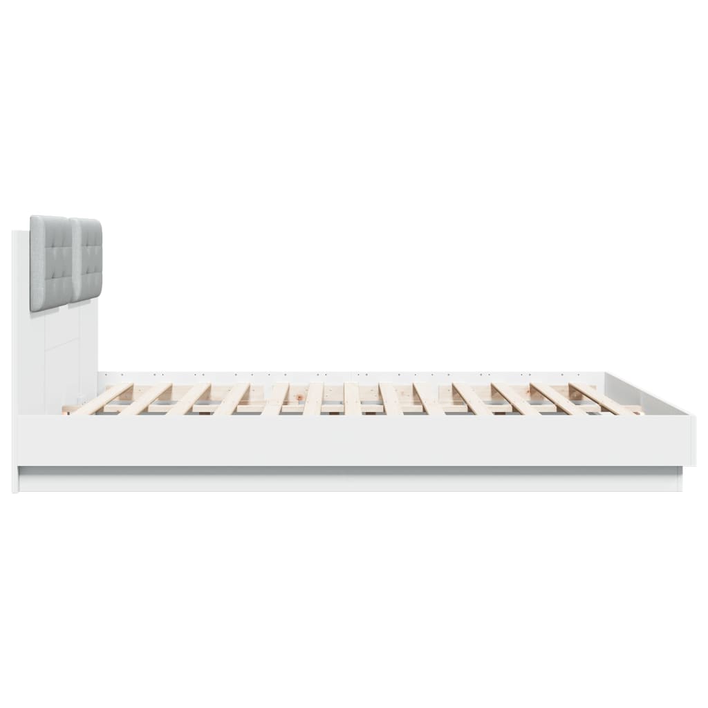 Bedframe met hoofdeinde en LED-verlichting wit 200x200 cm is nu te koop bij PeponiXL, paradijselijk wonen!