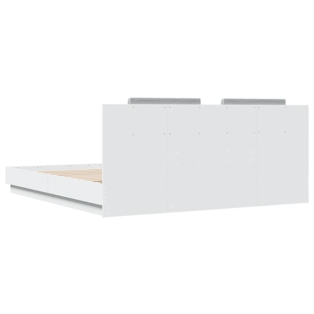 Bedframe met hoofdbord en LED-verlichting wit 180x200 cm is nu te koop bij PeponiXL, paradijselijk wonen!