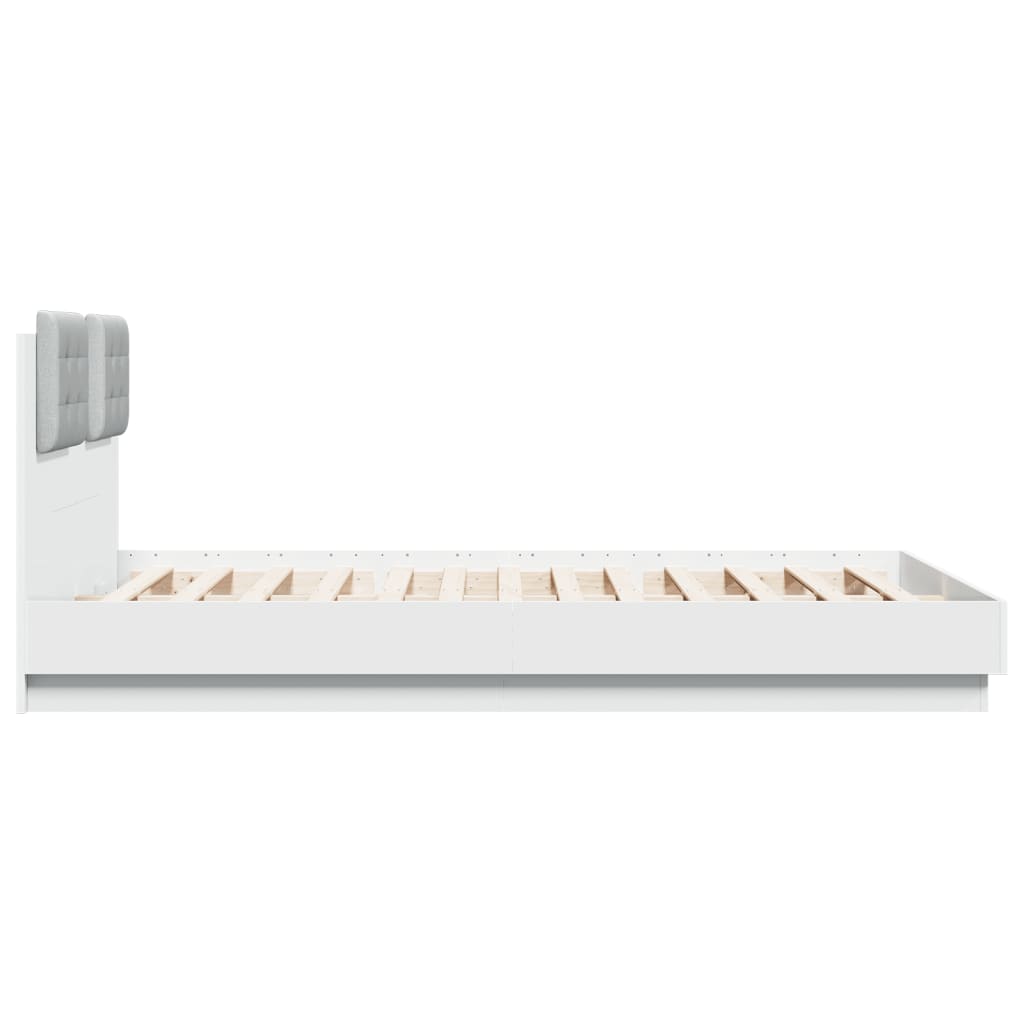 Bedframe met hoofdeinde en LED-verlichting wit 150x200 cm is nu te koop bij PeponiXL, paradijselijk wonen!