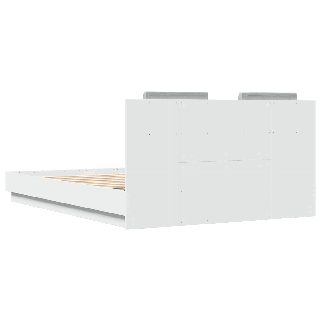 Bedframe met hoofdeinde en LED-verlichting wit 150x200 cm is nu te koop bij PeponiXL, paradijselijk wonen!