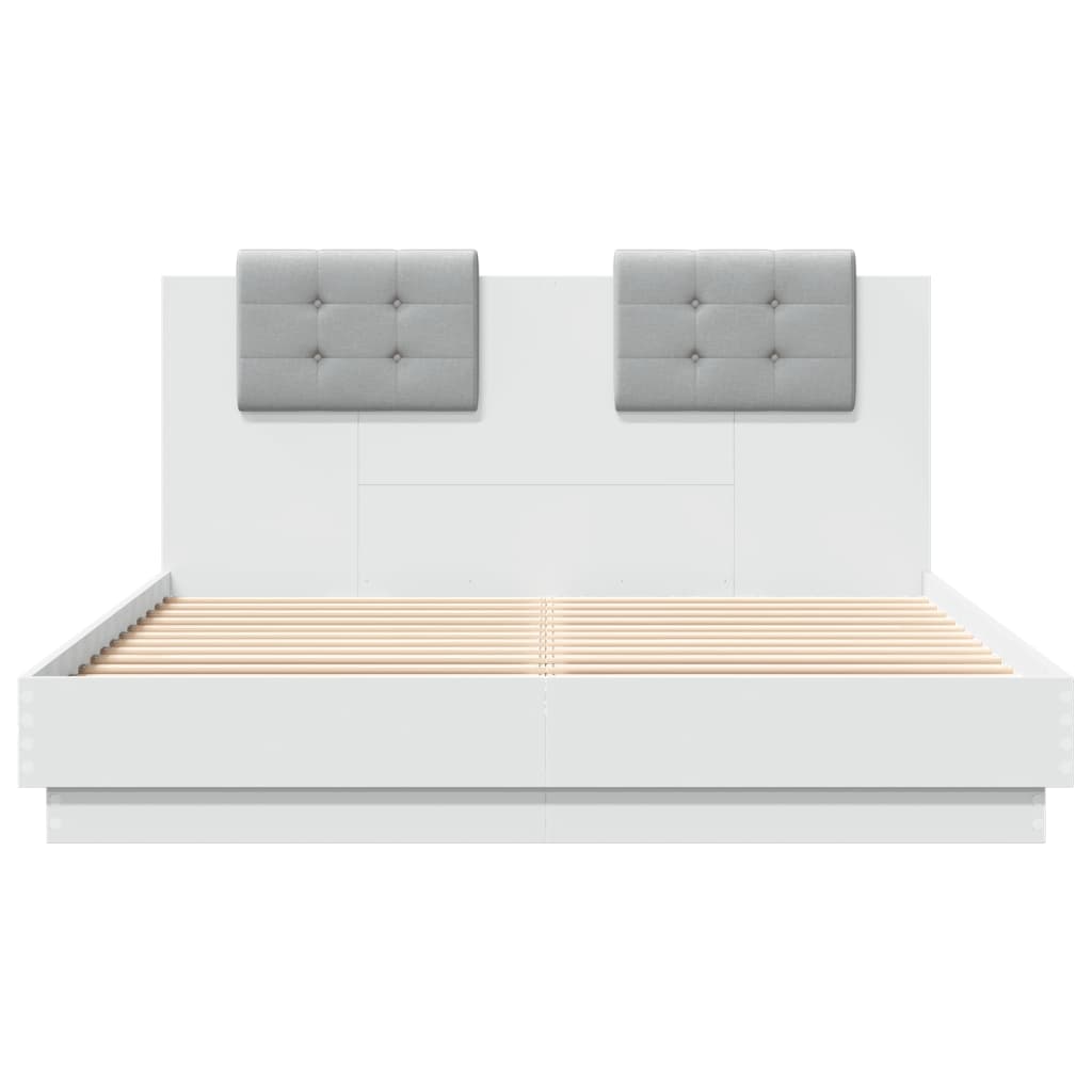 Bedframe met hoofdeinde en LED-verlichting wit 120x200 cm is nu te koop bij PeponiXL, paradijselijk wonen!
