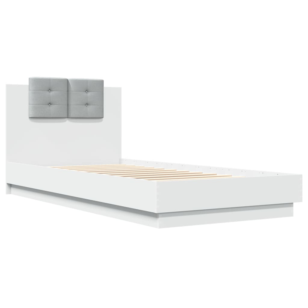 Bedframe met hoofdbord en LED-verlichting wit 100x200 cm is nu te koop bij PeponiXL, paradijselijk wonen!