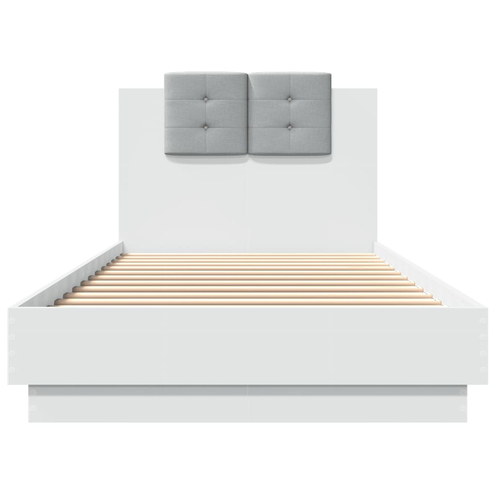 Bedframe met hoofdbord en LED-verlichting wit 100x200 cm is nu te koop bij PeponiXL, paradijselijk wonen!