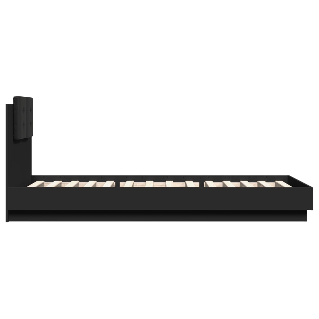 Bedframe met hoofdbord en LED-verlichting zwart 100x200 cm is nu te koop bij PeponiXL, paradijselijk wonen!