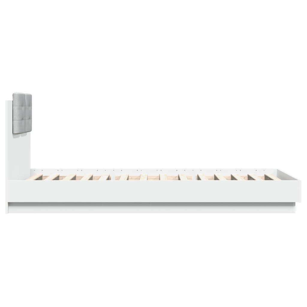 Bedframe met hoofdbord en LED-verlichting wit 90x200 cm is nu te koop bij PeponiXL, paradijselijk wonen!