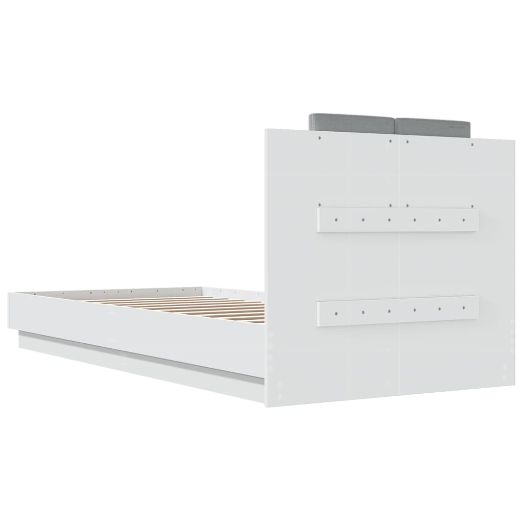 Bedframe met hoofdbord en LED-verlichting wit 90x200 cm is nu te koop bij PeponiXL, paradijselijk wonen!