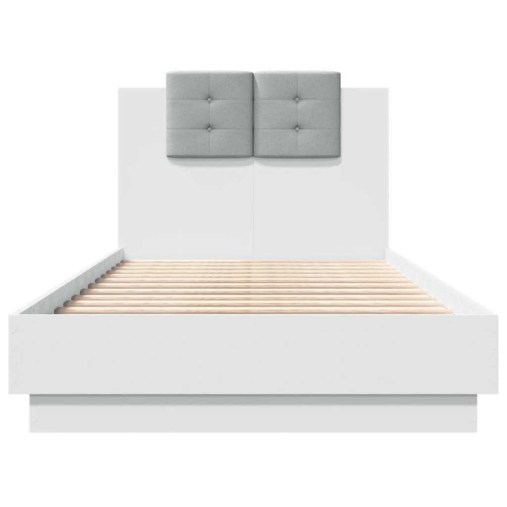 Bedframe met hoofdbord en LED-verlichting wit 90x190 cm is nu te koop bij PeponiXL, paradijselijk wonen!