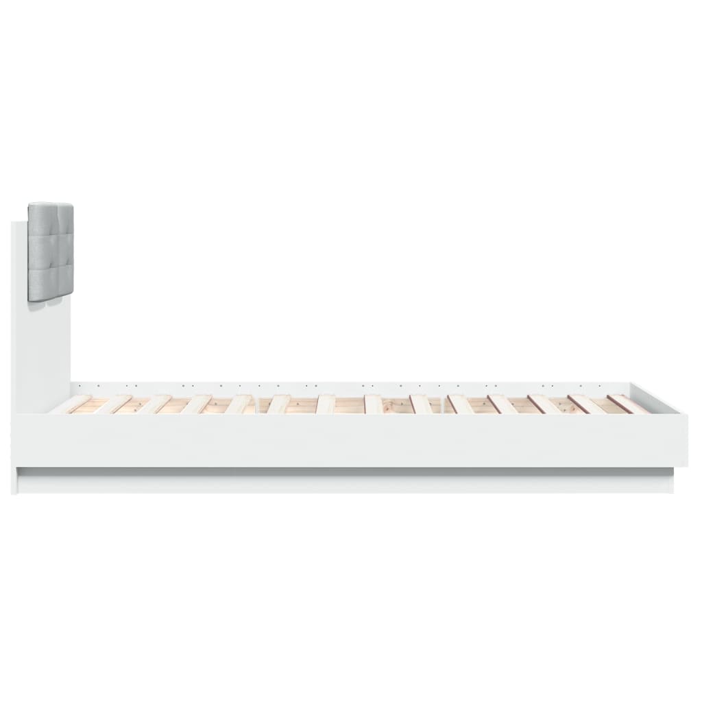Bedframe met hoofdbord en LED-verlichting wit 90x190 cm is nu te koop bij PeponiXL, paradijselijk wonen!