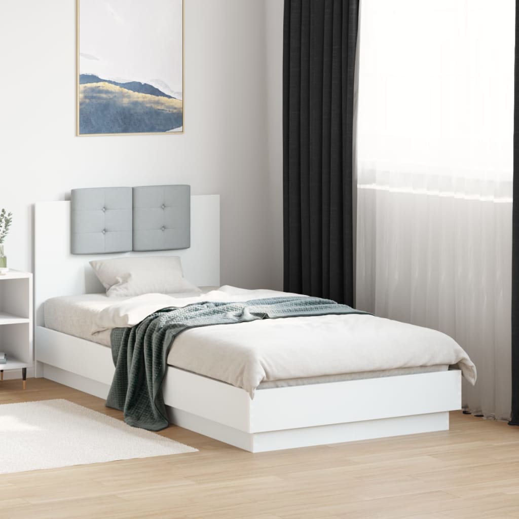 Bedframe met hoofdbord en LED-verlichting wit 90x190 cm is nu te koop bij PeponiXL, paradijselijk wonen!