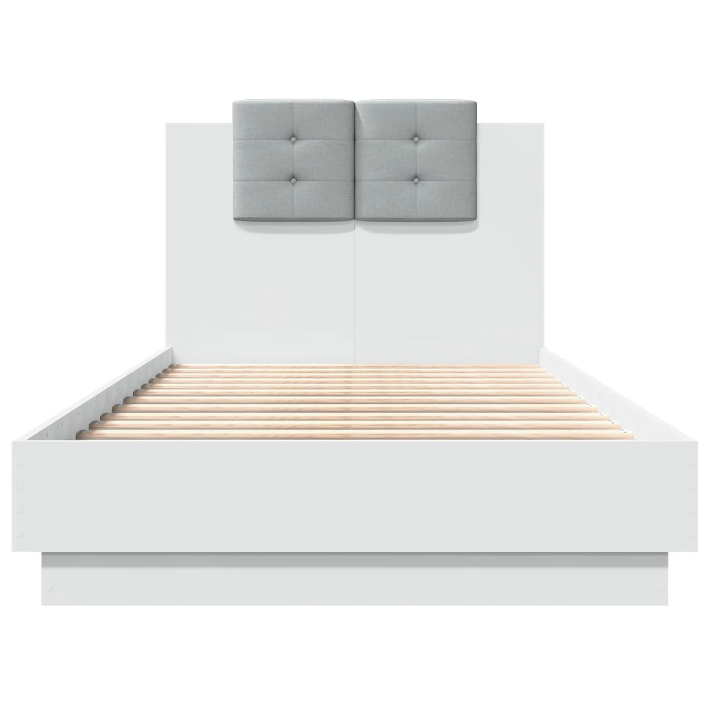 Bedframe met hoofdbord en LED-verlichting wit 75x190 cm is nu te koop bij PeponiXL, paradijselijk wonen!
