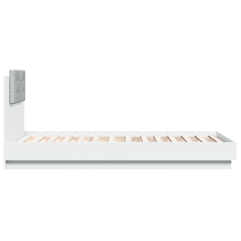 Bedframe met hoofdbord en LED-verlichting wit 75x190 cm is nu te koop bij PeponiXL, paradijselijk wonen!
