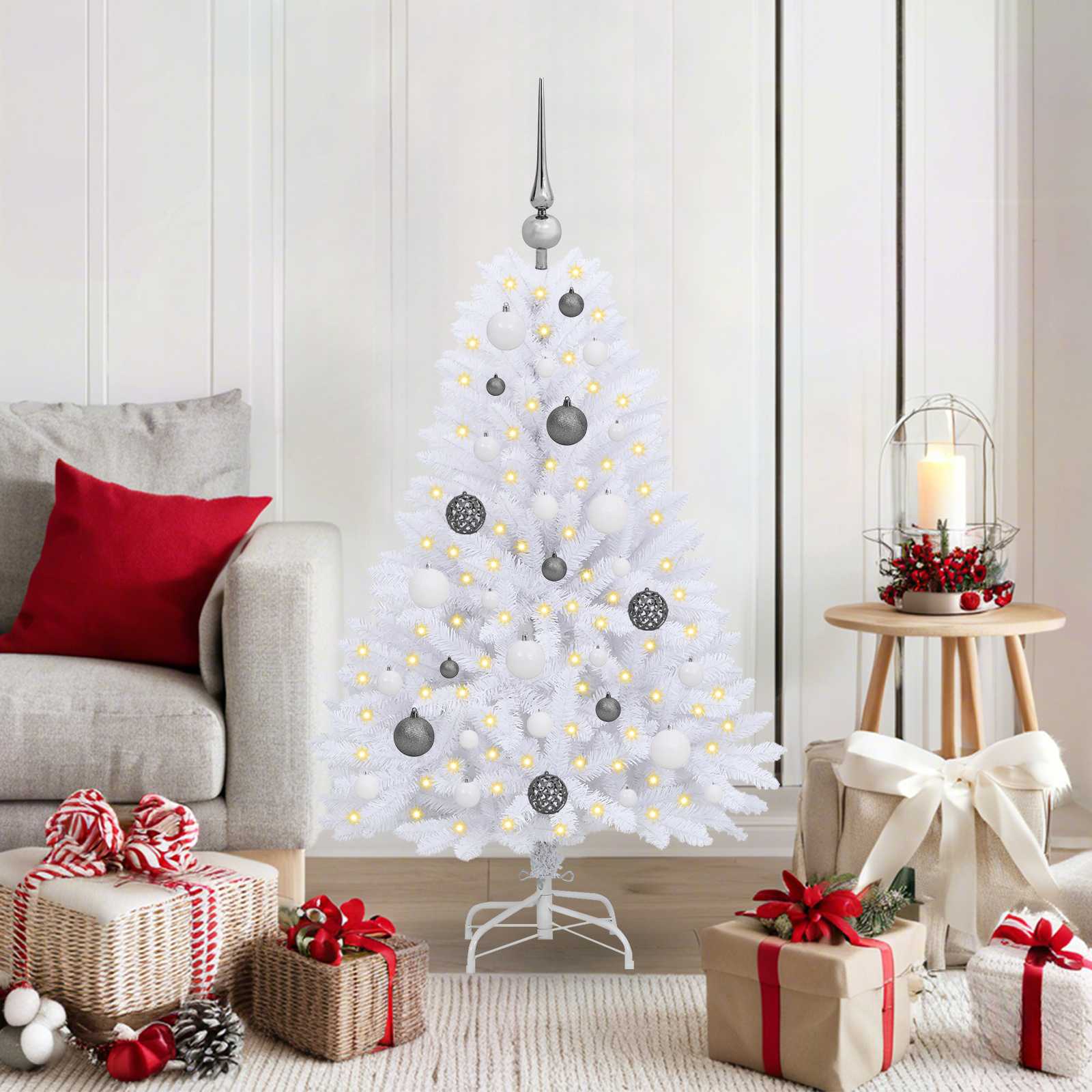 Kunstkerstboom Wit 68 x 68 x 120 cm PVC en Metaal is nu te koop bij PeponiXL, paradijselijk wonen!