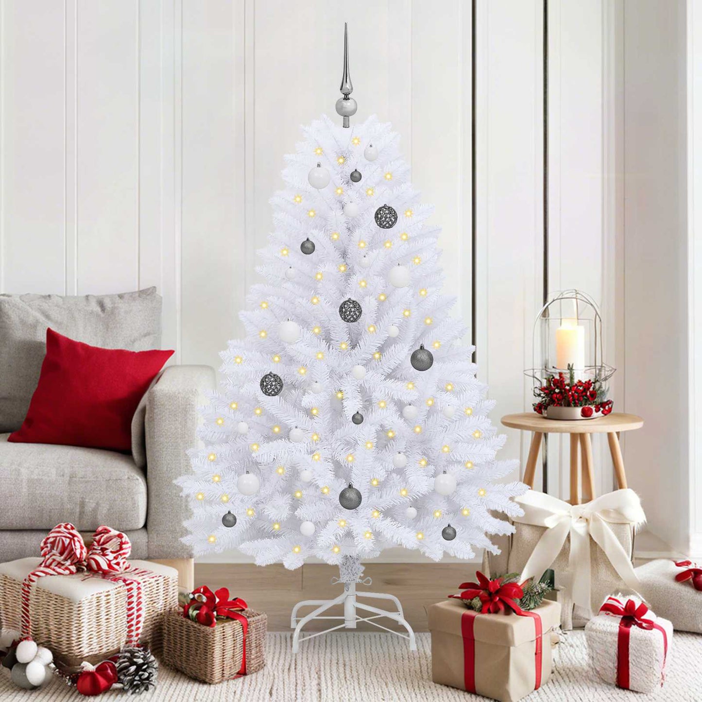 Kunstkerstboom Wit 80 x 80 x 150 cm PVC en Metaal is nu te koop bij PeponiXL, paradijselijk wonen!