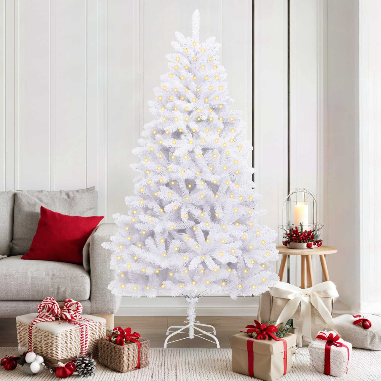 Kunstkerstboom met 300 LED Wit 180 cm PVC en Metaal is nu te koop bij PeponiXL, paradijselijk wonen!