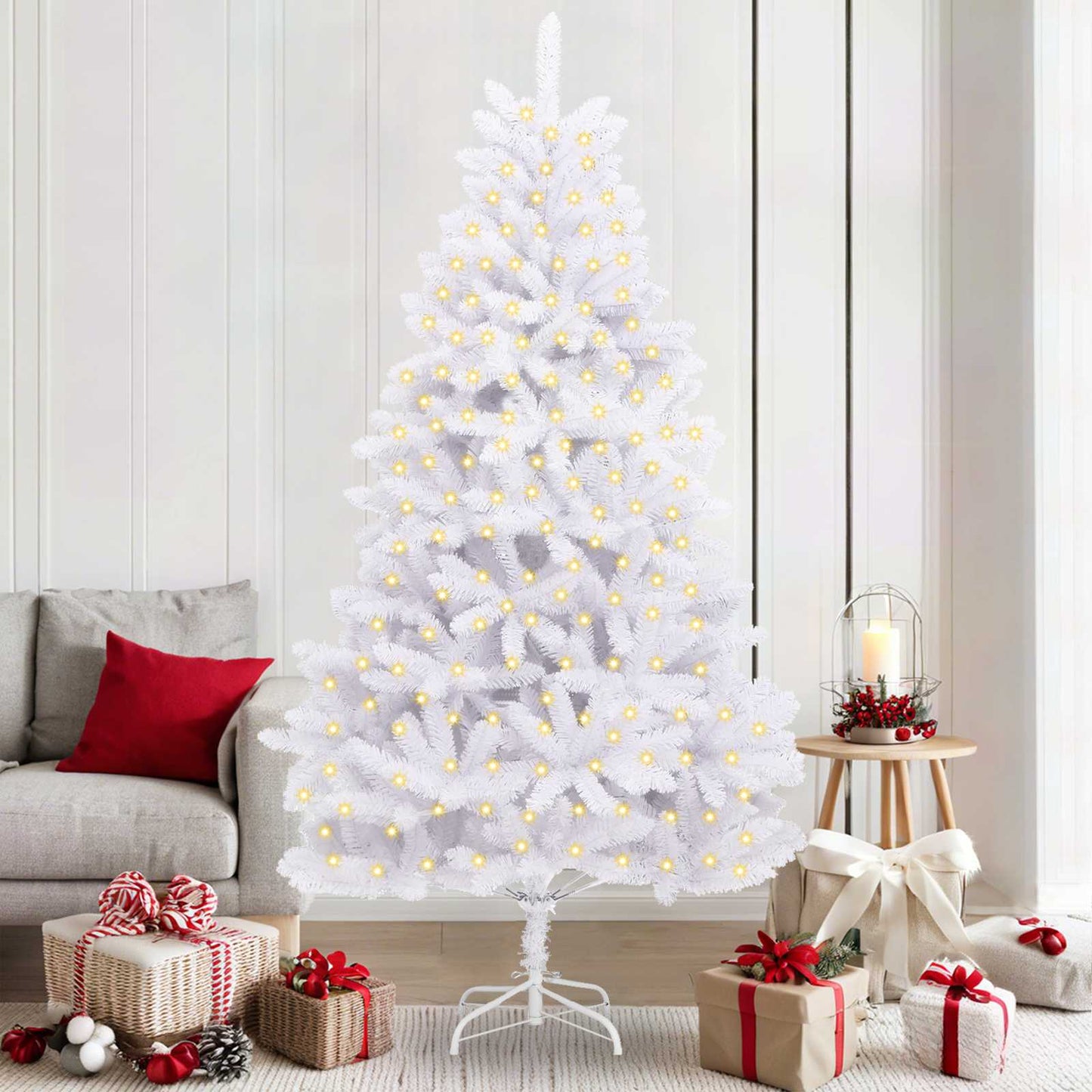 Kunstkerstboom met 300 LED Wit 210 cm PVC en Metaal is nu te koop bij PeponiXL, paradijselijk wonen!