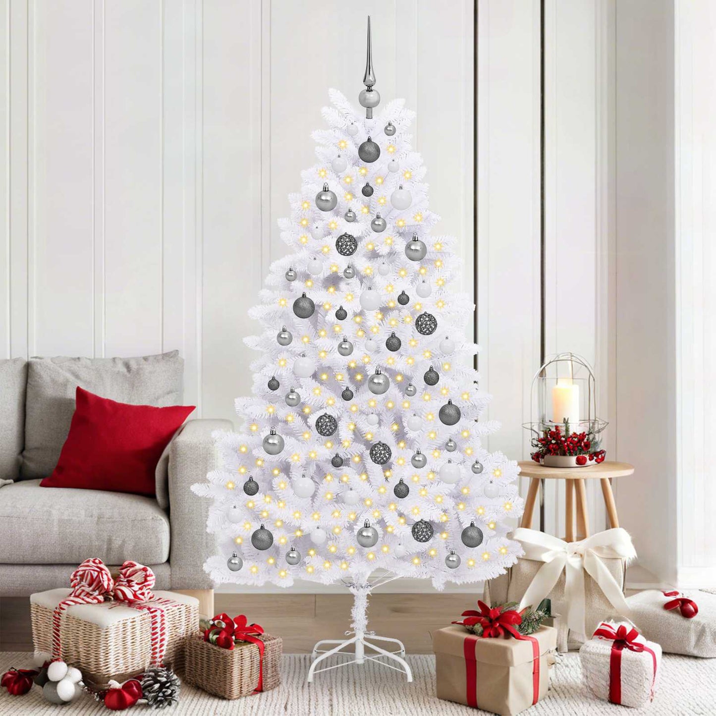 Kunstkerstboom Wit 90 x 90 x 180 cm PVC en Metaal is nu te koop bij PeponiXL, paradijselijk wonen!